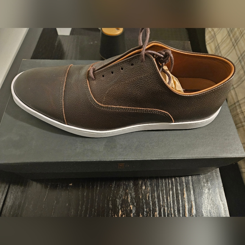 Brown Leather Men's Dress Sneaker Allen Edmonds 10.5E Wide NIB - Picture 4 of 8